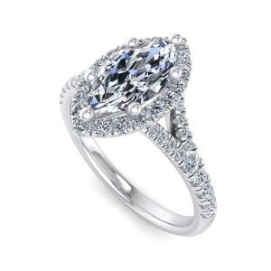 halo engagement ring - hl0062 with platinum metal and marquise shape diamond