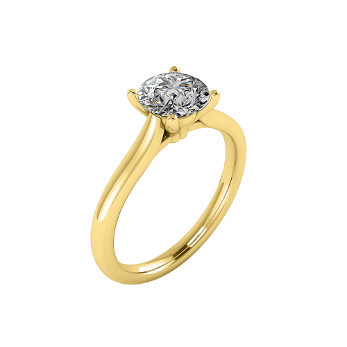 solitaire engagement ring - sl0014 with 14k yellow gold metal and round shape diamond