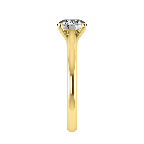 solitaire engagement ring - sl0014 with 14k yellow gold metal and round shape diamond