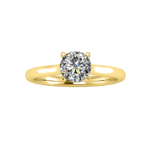 solitaire engagement ring - sl0014 with 14k yellow gold metal and round shape diamond