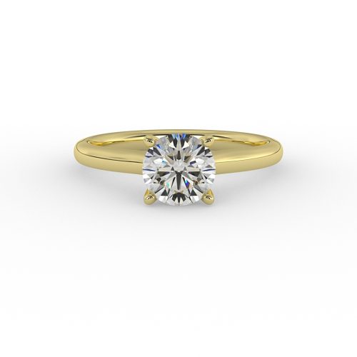 solitaire engagement ring - sl0014 with 14k yellow gold metal and round shape diamond