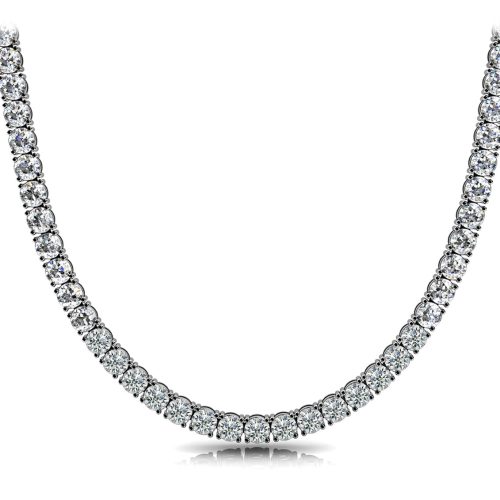 2.30 Carat Center Stone Graduated Diamond Tennis Necklace With 18k-white-gold Metal