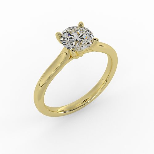 solitaire engagement ring - sl0014 with 14k yellow gold metal and round shape diamond