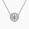 prong solitaire pendant with platinum metal and round shape diamond